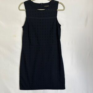 Banana Republic Women’s Sz 8 Navy Blue Sleeveless Eyelet knee Dress Cotton lined